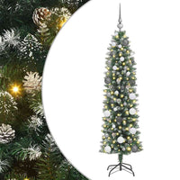 Albero di Natale Artificiale Sottile con 150 LED Verde 150 cm 3395280