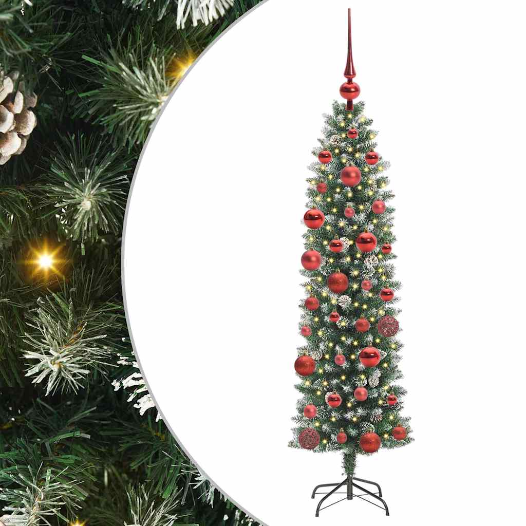 Albero di Natale Artificiale Sottile Verde e bianco 150 cm 3395281