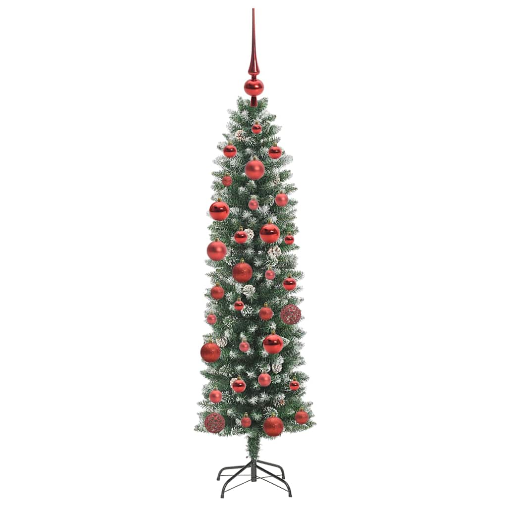 Albero di Natale Artificiale Sottile Verde e bianco 150 cm 3395281