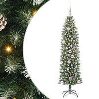 Albero di Natale Artificiale Sottile Verde e bianco 150 cm 3395283