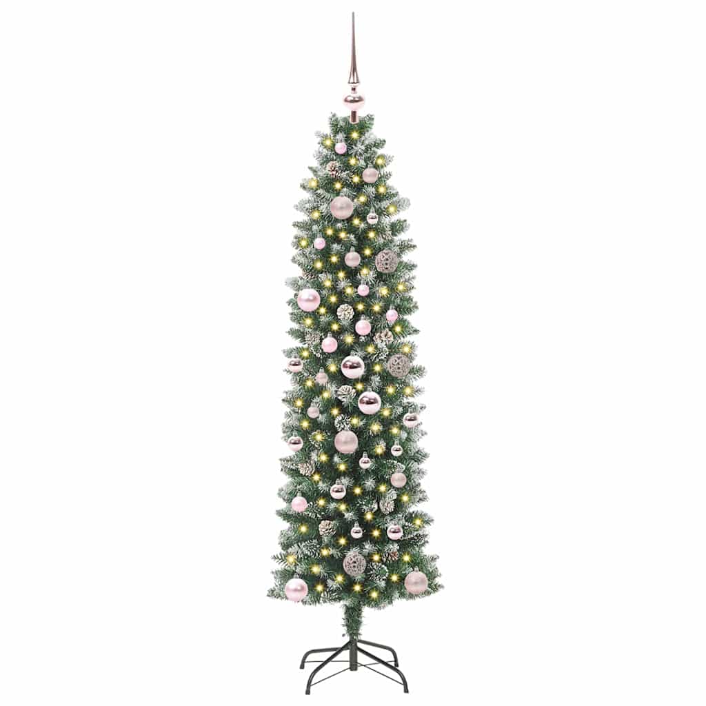 Albero di Natale Artificiale Sottile Verde e bianco 150 cm 3395283