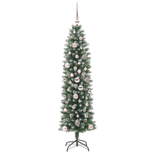 Albero di Natale Artificiale Sottile Verde e bianco 150 cm 3395283