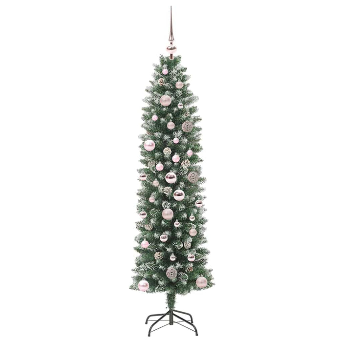 Albero di Natale Artificiale Sottile Verde e bianco 150 cm 3395283