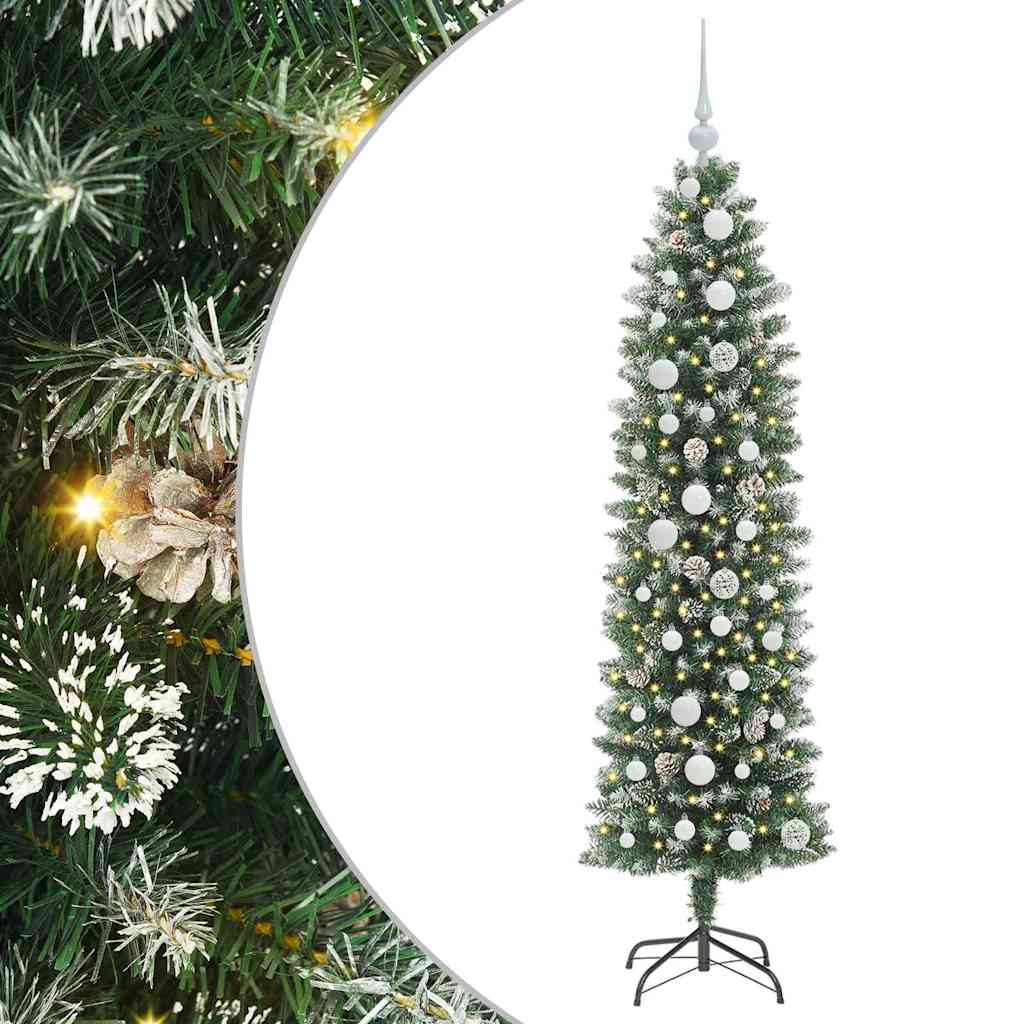 Albero di Natale Artificiale Sottile Verde e bianco 150 cm 3395284