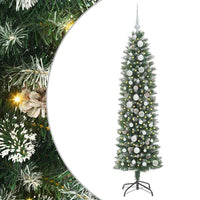 Albero di Natale Artificiale Sottile Verde e bianco 150 cm 3395284