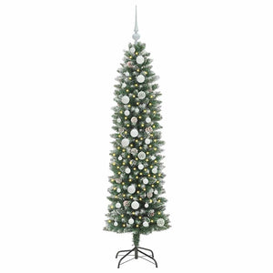 Albero di Natale Artificiale Sottile Verde e bianco 150 cm 3395284