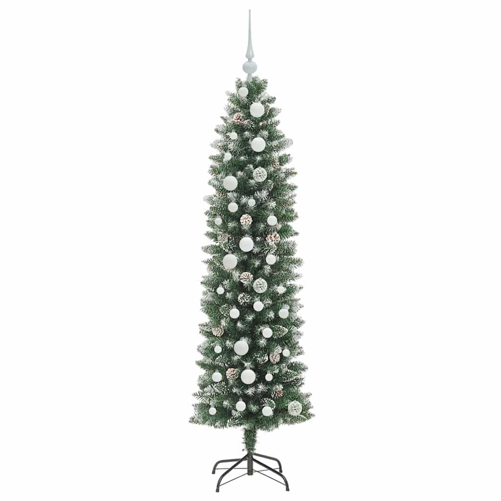 Albero di Natale Artificiale Sottile Verde e bianco 150 cm 3395284