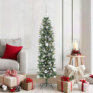 Albero di Natale Artificiale Sottile Verde e bianco 150 cm 3395286