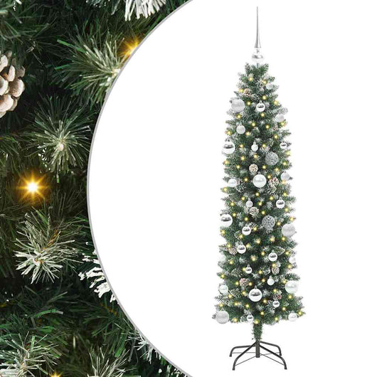 Albero di Natale Artificiale Sottile Verde e bianco 150 cm 3395286