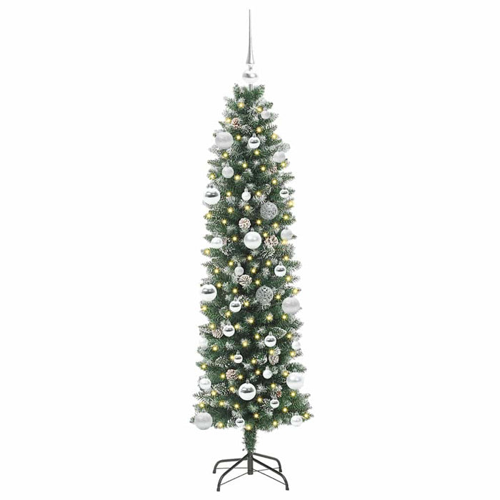 Albero di Natale Artificiale Sottile Verde e bianco 150 cm 3395286