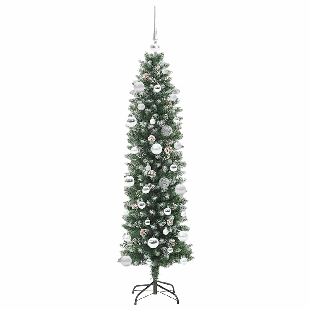 Albero di Natale Artificiale Sottile Verde e bianco 150 cm 3395286