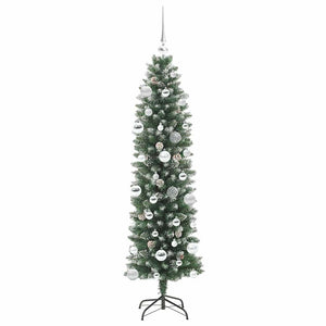 Albero di Natale Artificiale Sottile Verde e bianco 150 cm 3395286