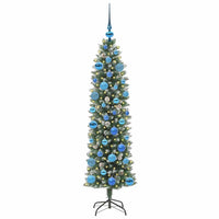 Albero di Natale Artificiale Sottile Verde e bianco 150 cm 3395288