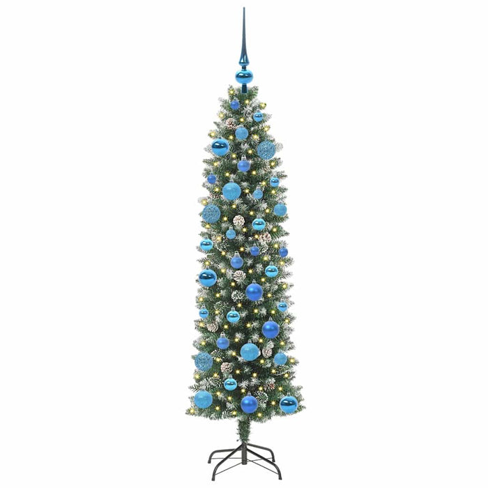 Albero di Natale Artificiale Sottile Verde e bianco 150 cm 3395288
