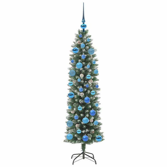 Albero di Natale Artificiale Sottile Verde e bianco 150 cm 3395288
