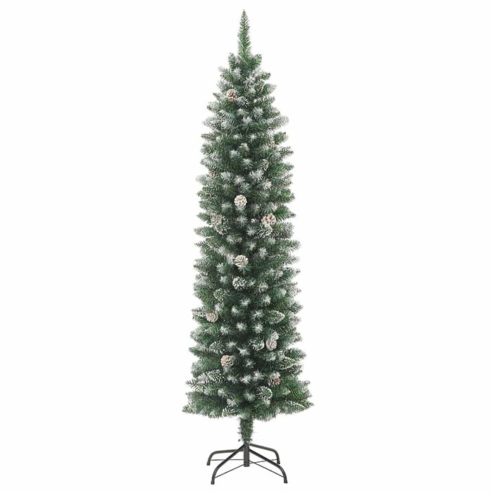 Albero di Natale Artificiale Sottile Verde e bianco 150 cm 3395288