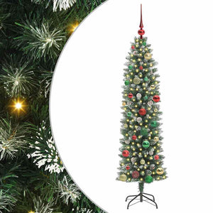 Albero di Natale Artificiale Sottile Verde e bianco 150 cm 3395289
