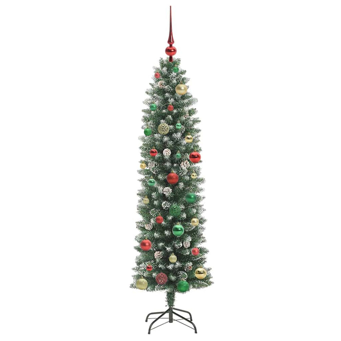 Albero di Natale Artificiale Sottile Verde e bianco 150 cm 3395289