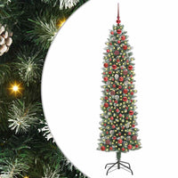 Albero di Natale Artificiale Sottile Verde e bianco 180 cm