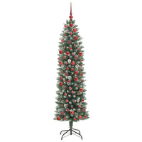 Albero di Natale Artificiale Sottile Verde e bianco 180 cm