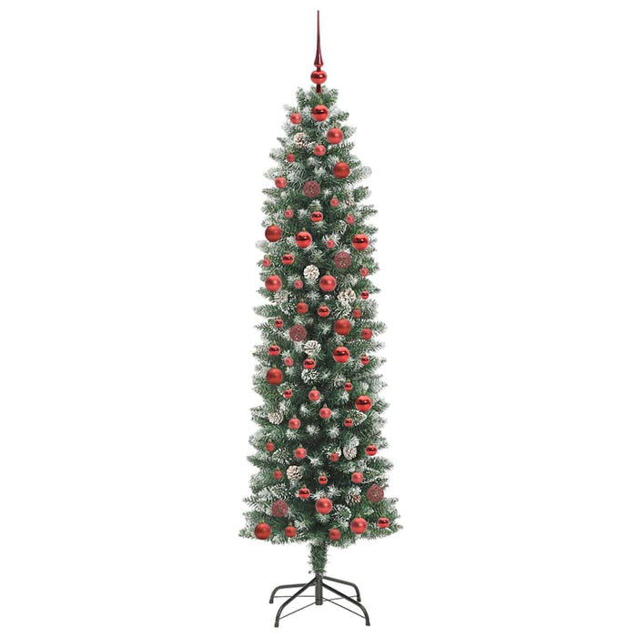 Albero di Natale Artificiale Sottile Verde e bianco 180 cm