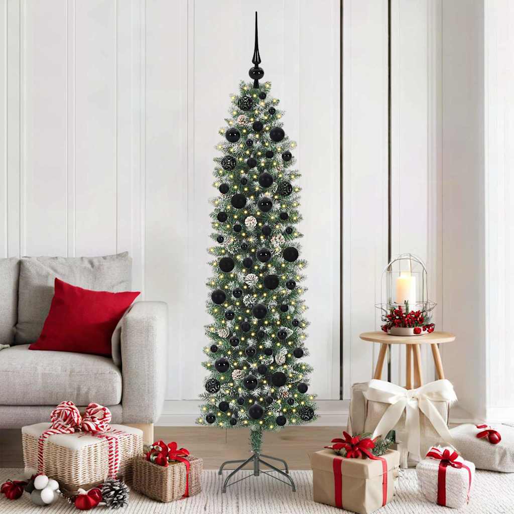 Albero di Natale Artificiale Sottile Verde e bianco 180 cm 3395294