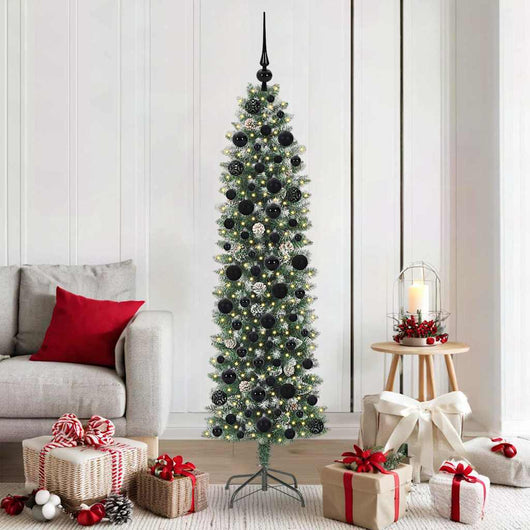 Albero di Natale Artificiale Sottile Verde e bianco 180 cm 3395294
