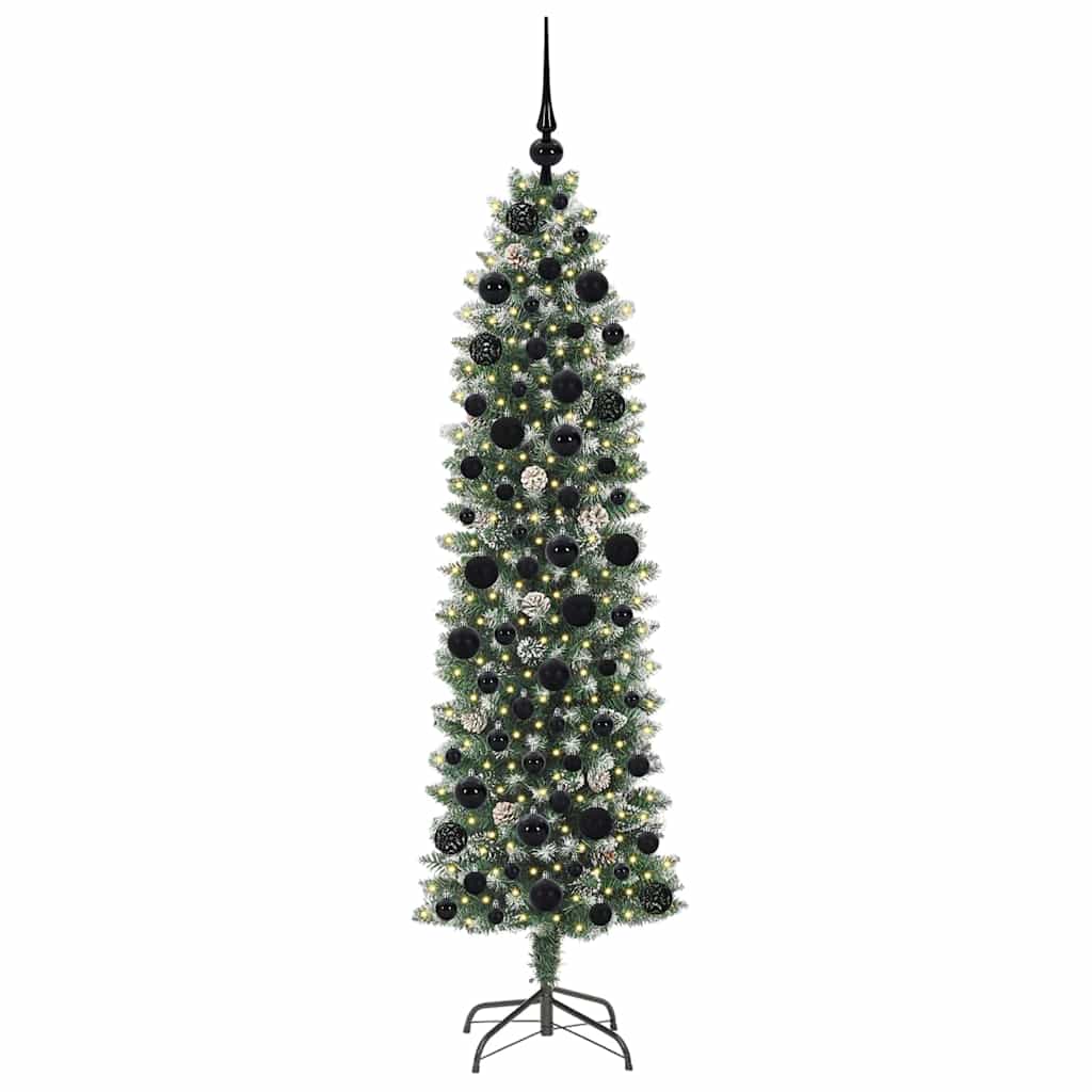 Albero di Natale Artificiale Sottile Verde e bianco 180 cm