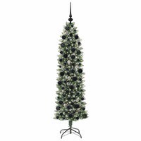 Albero di Natale Artificiale Sottile Verde e bianco 180 cm
