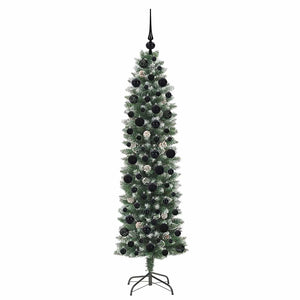 Albero di Natale Artificiale Sottile Verde e bianco 180 cm