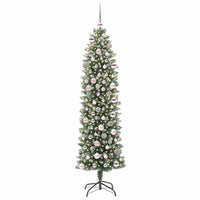 Albero di Natale Artificiale Sottile Verde e bianco 180 cm
