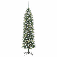 Albero di Natale Artificiale Sottile Verde e bianco 180 cm