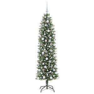 Albero di Natale Artificiale Sottile Verde e bianco 180 cm