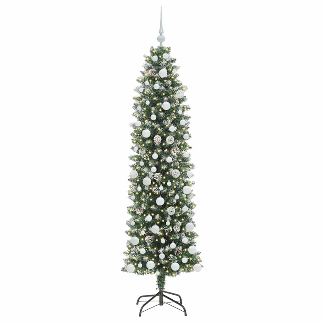 Albero di Natale Artificiale Sottile Verde e bianco 180 cm 3395296