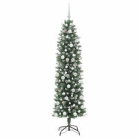 Albero di Natale Artificiale Sottile Verde e bianco 180 cm