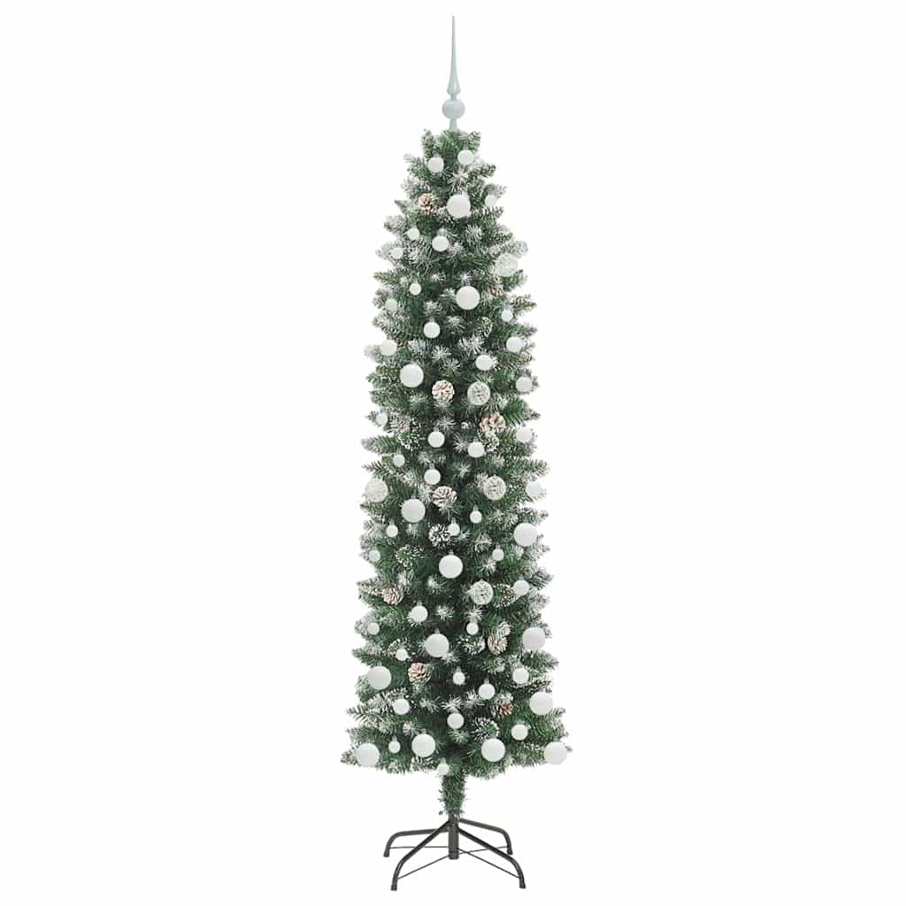 Albero di Natale Artificiale Sottile Verde e bianco 180 cm 3395296
