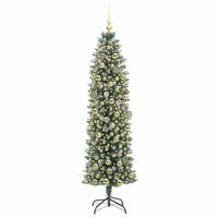 Albero di Natale Artificiale Sottile Verde e bianco 180 cm