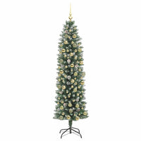Albero di Natale Artificiale Sottile Verde e bianco 180 cm