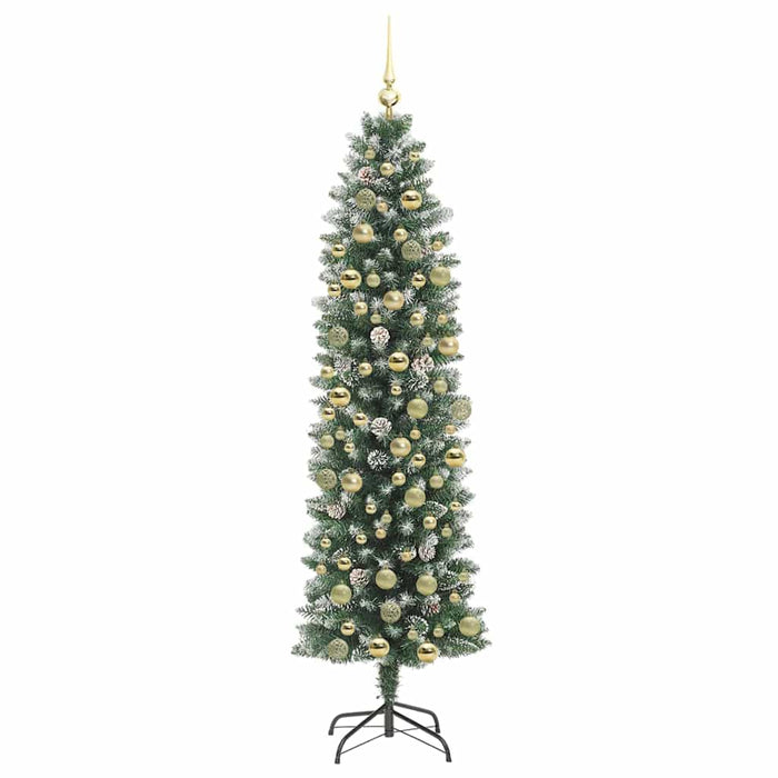 Albero di Natale Artificiale Sottile Verde e bianco 180 cm