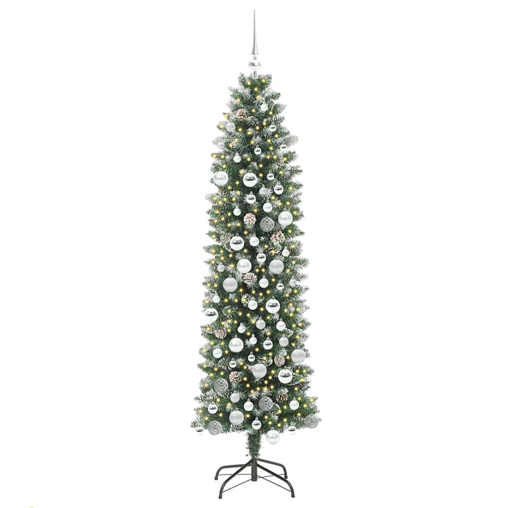 Albero di Natale Artificiale Sottile Verde e bianco 180 cm 3395298