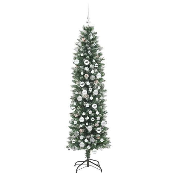 Albero di Natale Artificiale Sottile Verde e bianco 180 cm
