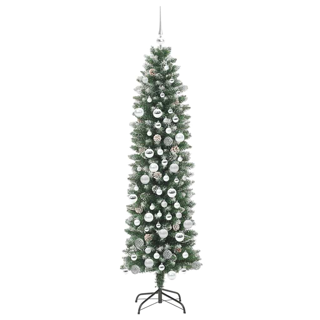 Albero di Natale Artificiale Sottile Verde e bianco 180 cm 3395298