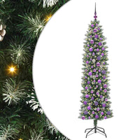 Albero di Natale Artificiale Sottile Verde e bianco 180 cm