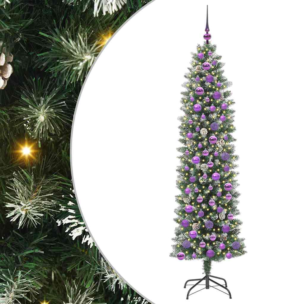 Albero di Natale Artificiale Sottile Verde e bianco 180 cm 3395299