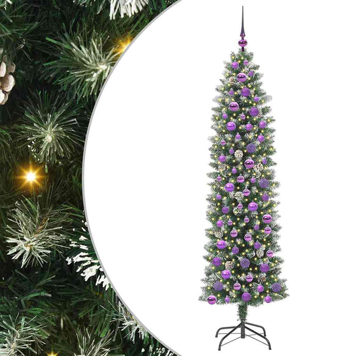 Albero di Natale Artificiale Sottile Verde e bianco 180 cm 3395299