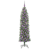 Albero di Natale Artificiale Sottile Verde e bianco 180 cm