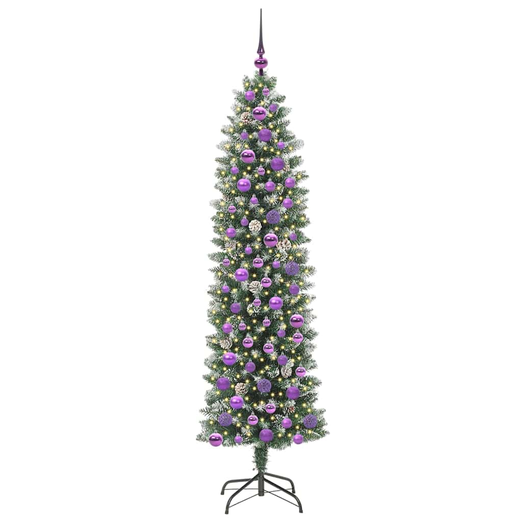 Albero di Natale Artificiale Sottile Verde e bianco 180 cm 3395299