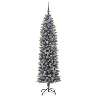 Albero di Natale Artificiale Sottile Verde e bianco 180 cm