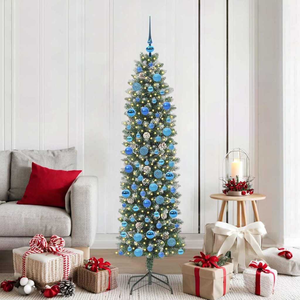 Albero di Natale Artificiale Sottile Verde e bianco 180 cm 3395300