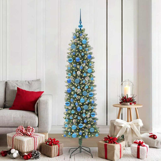 Albero di Natale Artificiale Sottile Verde e bianco 180 cm 3395300